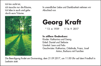 Traueranzeige von Georg Kraft von Trauerportal Echo Online