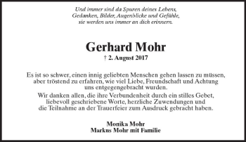 Traueranzeige von Gerhard Mohr von Trauerportal Rhein Main Presse