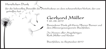 Traueranzeige von Gerhard Müller von Trauerportal Echo Online