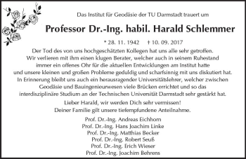 Traueranzeige von Harald Schlemmer von Trauerportal Echo Online