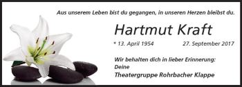 Traueranzeige von Hartmut Kraft von  Kreisanzeiger