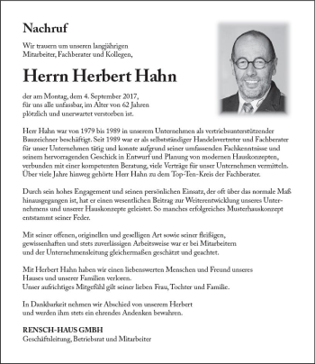 Traueranzeige von Herbert Hahn von VRM Trauer
