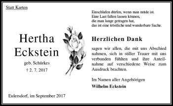 Traueranzeige von Hertha Eckstein von VRM Trauer