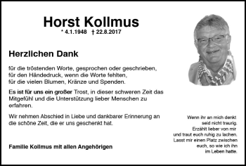 Traueranzeige von Horst Kollmus von Trauerportal Rhein Main Presse