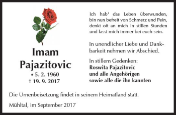Traueranzeige von Imam Pajazitovic von Trauerportal Echo Online