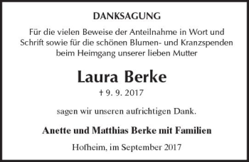 Traueranzeige von Laura Berke von Trauerportal Rhein Main Presse
