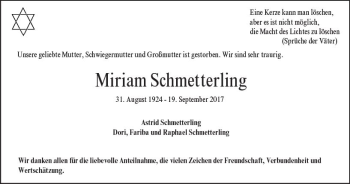 Traueranzeige von Miriam Schmetterling von Trauerportal Rhein Main Presse
