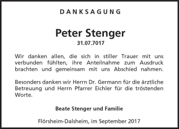 Traueranzeige von Peter Stenger von Trauerportal Rhein Main Presse