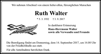 Traueranzeige von Ruth Walter von VRM Trauer