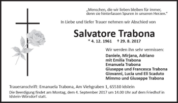 Traueranzeige von Salvatore Trabona von Trauerportal Rhein Main Presse