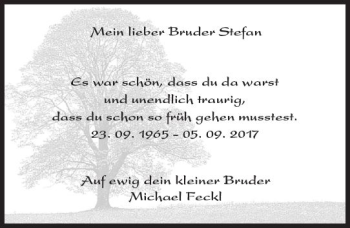 Traueranzeige von Stefan Feckl von VRM Trauer