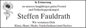 Traueranzeige von Steffen Fauldrath von Trauerportal Echo Online