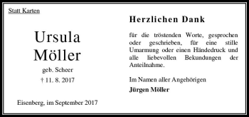 Traueranzeige von Ursula Möller von VRM Trauer