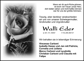 Traueranzeige von Walli Eder von Trauerportal Rhein Main Presse