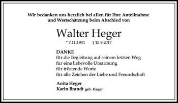 Traueranzeige von Walter Heger von Trauerportal Rhein Main Presse