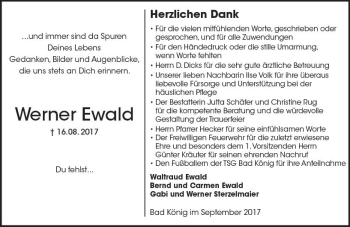Traueranzeige von Werner Ewald von Trauerportal Echo Online