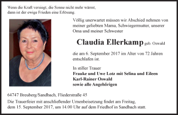 Traueranzeige von Claudia Ellerkamp 