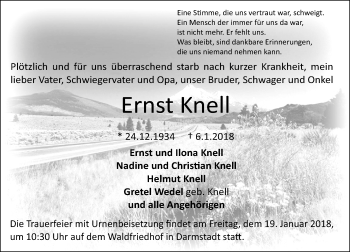 Traueranzeige von Ernst Knell von Trauerportal Rhein Main Presse