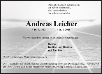 Traueranzeige von Andreas Leicher von Trauerportal Rhein Main Presse