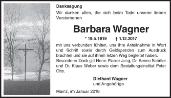 Traueranzeige von Barbara Wagner von Trauerportal Rhein Main Presse