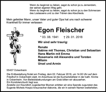 Traueranzeige von Egon Fleischer von Trauerportal Rhein Main Presse