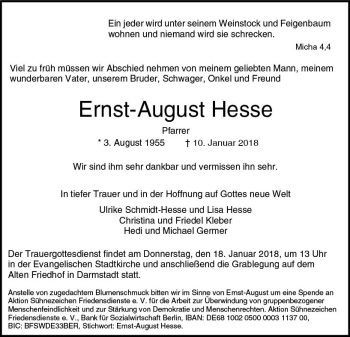 Traueranzeige von Ernst-August Hesse von Trauerportal Rhein Main Presse