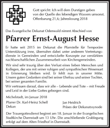 Traueranzeige von Ernst-August Hesse von Trauerportal Rhein Main Presse