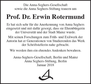 Traueranzeige von Erwin Rotermund von Trauerportal Rhein Main Presse