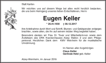 Traueranzeige von Eugen Keller von Trauerportal Rhein Main Presse