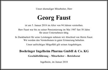 Traueranzeige von Georg Faust von Trauerportal Rhein Main Presse