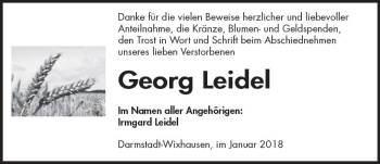 Traueranzeige von Georg Leidel von Trauerportal Rhein Main Presse