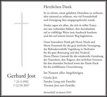 Traueranzeige von Gerhard Jost von VRM Trauer