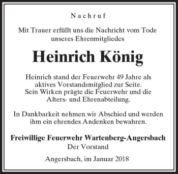 Traueranzeige von Heinrich König von VRM Trauer