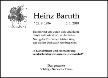 Traueranzeige von Heinz Baruth von Trauerportal Rhein Main Presse
