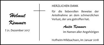 Traueranzeige von Helmut Kemmer von Trauerportal Rhein Main Presse