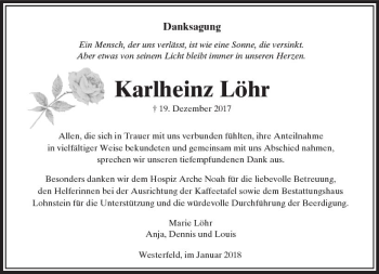 Traueranzeige von Karlheinz Löhr von  Usinger Anzeiger