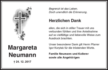 Traueranzeige von Margareta Neumann von Trauerportal Rhein Main Presse
