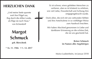Traueranzeige von Margot Schmuck von Trauerportal Rhein Main Presse