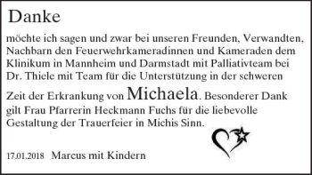 Traueranzeige von Michaela Hörr von Trauerportal Rhein Main Presse