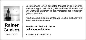 Traueranzeige von Rainer Guckes von Trauerportal Rhein Main Presse