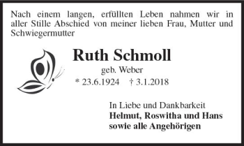 Traueranzeige von Ruth Schmoll von Trauerportal Rhein Main Presse