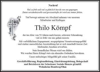 Traueranzeige von Thilo Kömpf von VRM Trauer