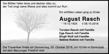 Traueranzeige von August Rasch von vrm-trauer