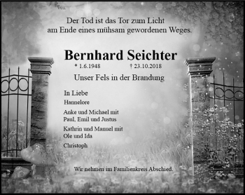 Traueranzeige von Bernhard Seichter von  Gießener Anzeiger