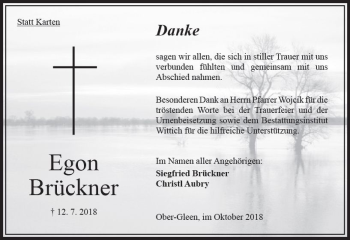 Traueranzeige von Egon Brückner von VRM Trauer