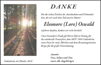 Traueranzeige von Eleonore Oswald von vrm-trauer