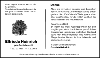 Traueranzeige von Elfriede Heinrich von vrm-trauer
