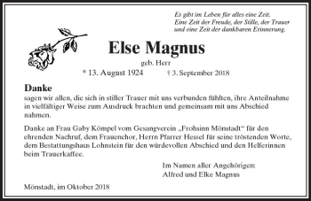 Traueranzeige von Else Magnus von  Usinger Anzeiger
