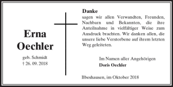 Traueranzeige von Erna Oechler von VRM Trauer