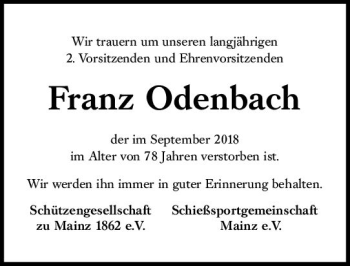 Traueranzeige von Franz Odenbach von vrm-trauer